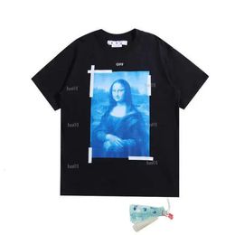 Men's T-shirts Xia Chao Brand OW OFF Mona Lisa Oil Painting Arrow Short Sleeve Men and Women Casual Large Loose T-shirt 486
