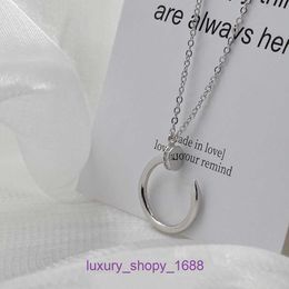 Car tires's necklace Titanium Steel Classic for women 925 sterling silver versatile and high end crescent studded sweater hoodie With Original Box