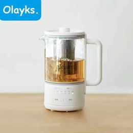 Electric Kettles Olayks 600ml Electric Kettle Portable Health Pot 8H Insulation Timed Tea Kettle Stewing Non-stick Chassis For Business Travel YQ240109