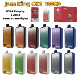 Original vape disposable 15000 puffs Jam King CKS Energon 15000 puff bar 24ml Prefilled USB-C Charging E Liquid Power Screen Display 2% 3% 5% 650mah battery pen Vape Box
