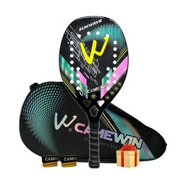 Camewin Beach Tennis Racket Full Carbon Fiber Rough Surface With Cover Bag Send Overglue Gift For Adult Senior Player 240108