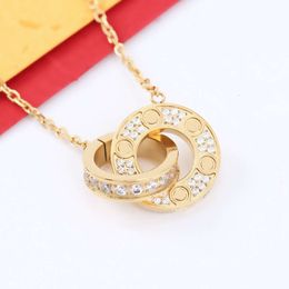 Pendant Necklaces Fashion Classic Design Pendant Love screw cap Necklace for men women double Loop ring full two rows diamond pendant Jewellery octagonal