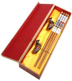Cheap Decorative Chopsticks Chinese Wood Printing Gift Box 2 Set pack 1set2pair 8113020
