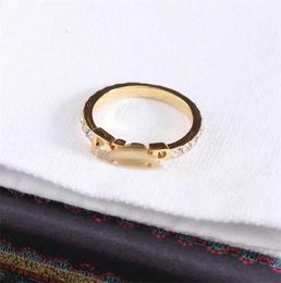 the New Letter Full Diamond Ring Female Brass Material Simple Atmosphere Niche Design to Send Girlfriend Birthday Gift 2024 AA+