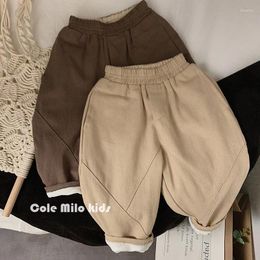 Trousers Kids Pants Forest Korea Girls Autumn Winter Plush Thicken Children Clothing Soild Warm Smple 2024 Loose