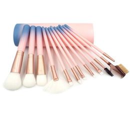 Pink Makeup Brushes For Foundation Powder Eyeshadow Eyeliner Lip Highlighter Cosmetic Brush Tools 12pcs Make Up Brush Set With Pla2907106