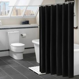 Modern Black Shower Curtains Waterproof Fabric Solid Color Bath Curtains For Bathroom Bathtub Large Wide Bathing Cover 12 Hooks 240108