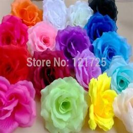 Whole-10 cm Artificial flower Silk Rose Heads Wedding Christmas Party 18 Colours Diy Jewellery Brooch Headwear arches flowers233E