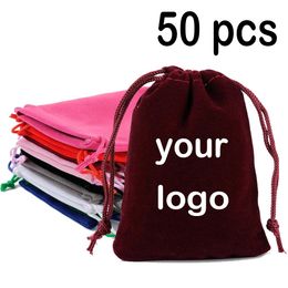 Display 50 Pcs Custom Gift Bag Small Bag Candy Bag Printing Design Personalised Gift Jewellery Packaging Dropshipping