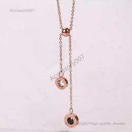 designer Jewellery necklace New Fashion Design Roman Numerals Pendant Necklace Rose Gold Plated Stainless Steel Jewellery with Zirconia