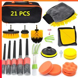 Maintenance New Car Accessories Cleaning Kit Leather Air Vents Scrubber Washing Gloves Polisher Adapter Waxing Detailing Brush Grooming Kit Ba