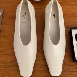 Dress Shoes Sewing Lines For Women Square Toe Lady High Heels Pleated Chassure Femme Leather Tacones Solid Female Pump Shallow Zapatos