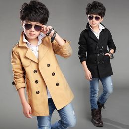 Meninos casaco de inverno alta qualidade moda dupla breasted lã sólida para crianças jaqueta outerwear 240108