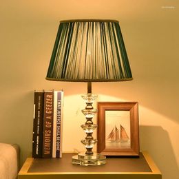 Table Lamps TUDA 2024 Crystal Stone For Bedroom Led Lamp With Green Lampshade Desk Home Decor