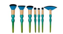 7pcsset Pro Makeup Brushes Set Foundation Blending Powder Eyeshadow Contour Concealer Blush eyebrow brush green blue color181f5534894