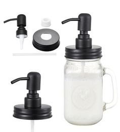 1 pcs Black Mason Jar Soap Dispenser Lids Rust Proof 304 Stainless Steel Liquid Small Head Lotion Pump For Kitchen And Bathroom Ja1347529