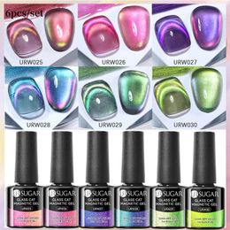 UR SUGAR 6pcs Cat Magnetic Gel Nail Polish Set Kit 6 Colors Glitter Soak Off UV LED Nail Art Gel Semi Permanent Base Top Coat 240108