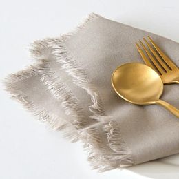 Table Napkin Cotton Linen Blend Cloth Napkins With Tassels 43x43cm Set Of 4 Versatile Reusable Rustic For Dinner Wedding Parties Decor