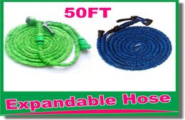 high quality 50FT retractable hoseExpandable Garden hose Blue Green color fast connector water hose with water gun OMD95229315