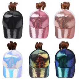 Party Sequins Hat Criss Cross Ponytail Hats Woman Washed Net Caps Baseball Cap T10I1547285972