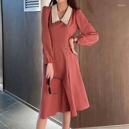 Casual Dresses Koamissa 2024 Fashion Women Long Sleeves Dress Chic Korean Office Lady Spring Autumn Female All Match Outer Vestidos