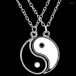 Pendant Necklaces Yin Yang Necklace Chain Charm Black White 2PC/Set Friend Friendship Gifts Women Men Jewellery