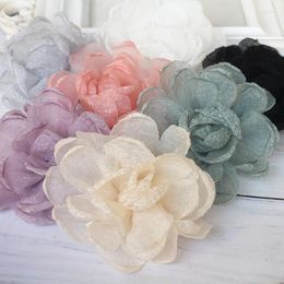 Decorative Flowers 10PCS/Lot 7CM Organza Chiffon Fabric Gauze Flower For Wedding Dress Hats Slippers Hair Accessories DIY Gift Packaging