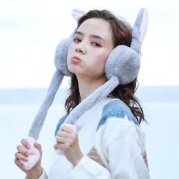 Autumn and Winter Warm Earmuffs for Men Women Outdoor Windproof Ear Protection Artifact Cartoon Moving Cute Rabbit Ear Bag 240108