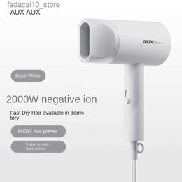 Hair Dryers Mini Hair Dryer 800W for Dormitory Low Noise Negative Ion Hair Care Blow Dryer by AUX 220V Q240109