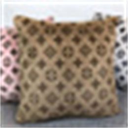 Designer's trendy brand pillow, letter printed logo, Colourful square home pillowcase, sofa decorative pad with core, detachable45*45cm