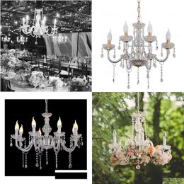 Party Decoration Luxury Classic 6 Heads Acrylic Chandelier Chandeliers Ceiling Pendant Light For Wedding Stage Backdrop Stand Decor Dh2Nl