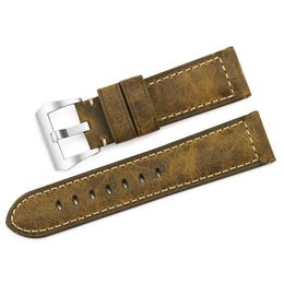 Genuine Calf Leather Watch Strap Bracelet Watch Bands Assolutamente Brown Watchband for Pane rai 22mm 24mm 26mm306m