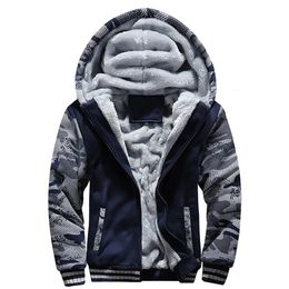 Mens Jacket Camouflage Thicken Winter Jackets for Men Fleece Long Sleeve Coat Man Casual Hoodies Streetwear Coats 240108