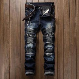 Drop Casual Men Jeans Slim Fit Hip Hop Denim Men's Jeans High Quality Motorcycle Pants High Quality 240108