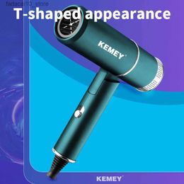 Hair Dryers Kemei KM-9825 Foldable T-shaped Body Lightweight One-button Gear Adjustment Dryer Cold and Hot Air Negative Ion Care Q240115