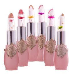 Drop Ship Flower Lip Moisturiser Longlasting Jelly Flowers Lipstick Makeup Temperature Changed Colourful Lips Blam Pink Transparen3232602