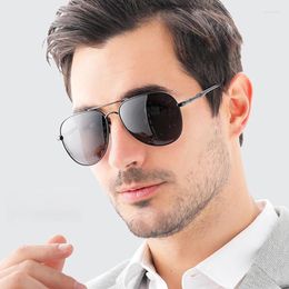 Sunglasses Man Polarised Pilot Double Bridge Glasses Fashion Retro Eyewear Large Size Optical Prescription Myopia 6121