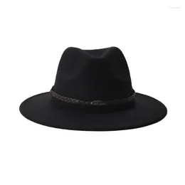 Berets Fashion Cowboy Hat With Ethnic Style Rope Wide Brim Washable Drop