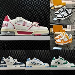 2024 Designer Casual Shoes Men Luxury Sneaker Trainer Virgil Calfskin High quality White Green Red Blue Letter Overlays Leather Platform Low Sports Sneaker aa35