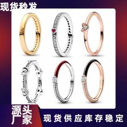 designer luxury rings Pan Jiaduola White Copper Love Sign Finger Talk Ring Shining Heart Shaped Rose Gold Couple Fashion Niche