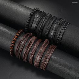 Charm Bracelets Braided Leather For Men Women Woven Ethnic Tribal Rope Wristbands Set Adjustable Jewellery