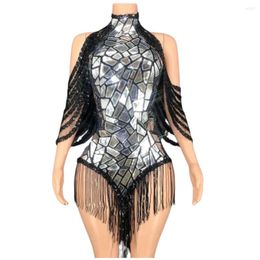 Stage Wear 2024 Arrival Sparkly Sequins Jumpsuit Shinny Fringes Elastic Bodysuit Christmas Celebrate Costume Performance Party