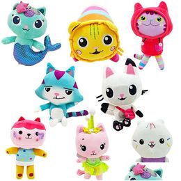 Stuffed Plush Animals New Gabby Dollhouse P Toy Mercat Cartoon Smiling Cat Car Hug Gaby Girl Dolls Kids Birthday Gifts Fans Drop Deliv Otzem