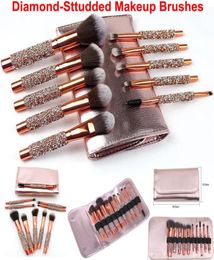 Luxury Diamond Makeup Brushes Set 10pcs with Bag Brush for Face and Eyes Make up Brush Professional Foundation Concealer Eyeshadow9778769