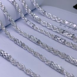 Color Never Fade Men Women Silver Chains Necklace Allergic Free 999 Sterling Silver Rope Chains Necklace Nice Gift for Friend