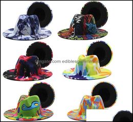 Party Hats Festive Supplies Home Garden Colorf Wide Brim Church Derby Top Hat Panama Felt Fedoras For Men Women Artificial Wool Br5302144