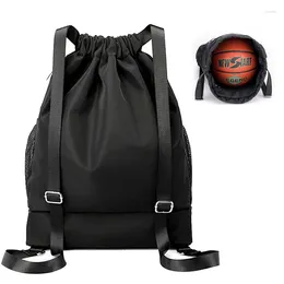 Outdoor Bags Sport Mountaineering Leisure Solid Colour Fitness Gym Drawstring Waterproof Football Pocket With Shoe Compartment