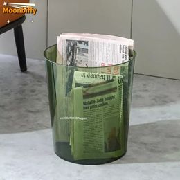 Luxury Transparent Trash Can Without Lid Garbage Bin Home Office Rubbish Nordic Garbage Container Waste Basket Kitchen Dustbin 240108