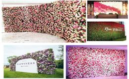 Artificial Rose 40x60cm Customized Colors Silk Rose Flower Wall Wedding Decoration Backdrop Artificial Flower Wall Romantic EEA1584346223
