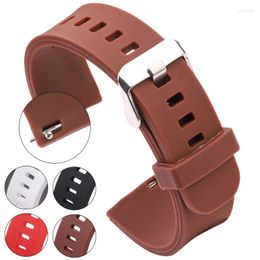 Watch Bands 5 Colours Watchband 18 20 22mm Silicone Rubber Band Women Men Waterproof Sports Strap Metal Buckle Quick Release Spring Bar